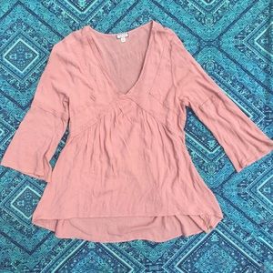 Boho pink flowy top